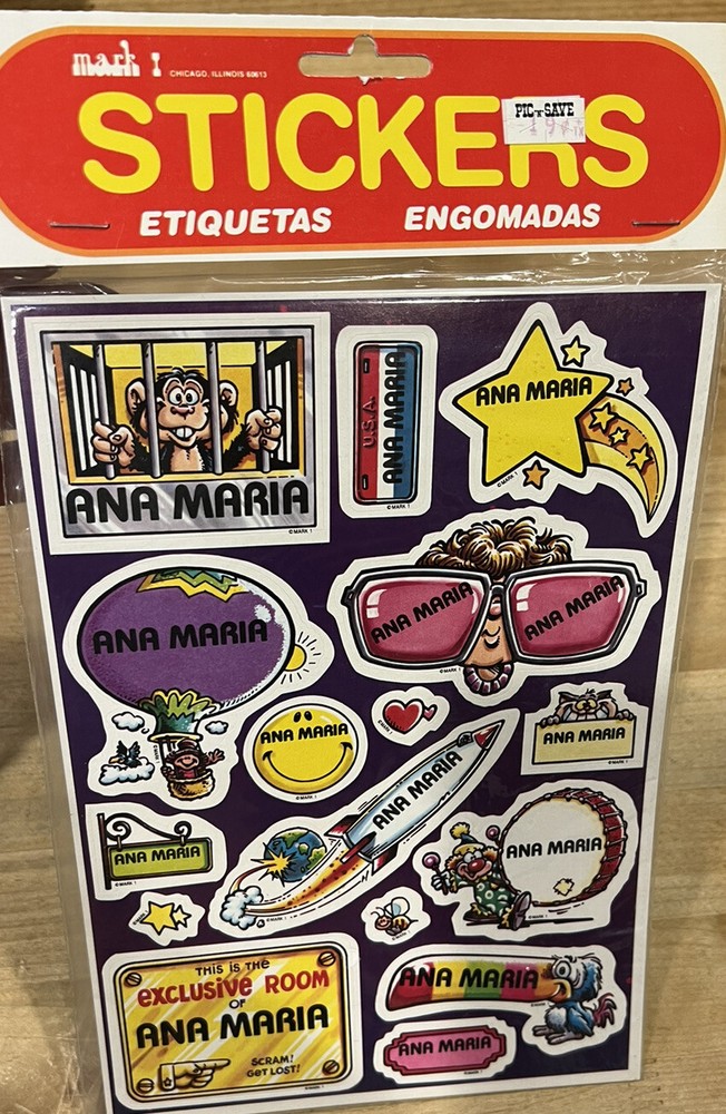 Vtg 1983 ANA MARIA Celebrity Stickers Sealed Mark I Name Stickers