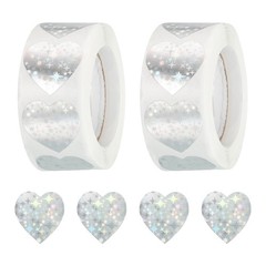 Heart Shaped Sticker 1″ Self-Adhesive Love Label Star Silver 1000 Pcs