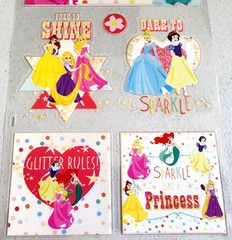 Disney Princess Glitter Sparkle Clear Sticker Sheet 12″ Scrapbook Journal