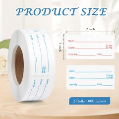 2 Rolls 1000 Pieces Food Labels Stickers, 1×2 inch Removable inch, Blue