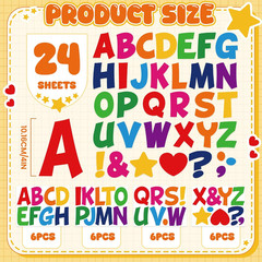 204Pcs Large Letter Stickers 4 Inch Alphabet Stickers 24 Sheets Bulletin Board