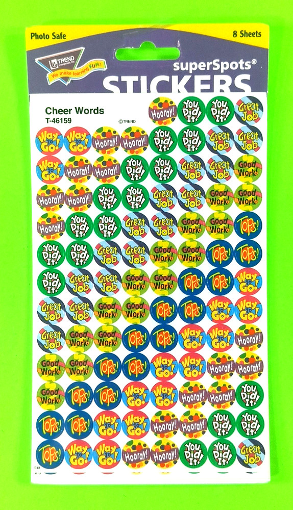 Trend Cheer Words Chart Stickers Pack 8 Sheets Retired