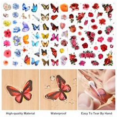 266 Pcs Scrapbook Stickers, Flower Butterfly Stickers Kit for Junk Journal,