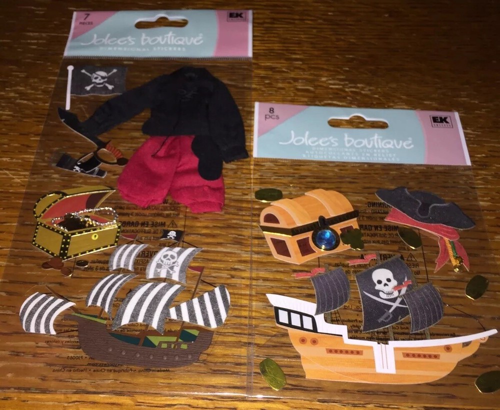 Lot Of 2 Jolees Peter Pan Captain Pirates Ship Treasure Disney Scrapbook Sticker