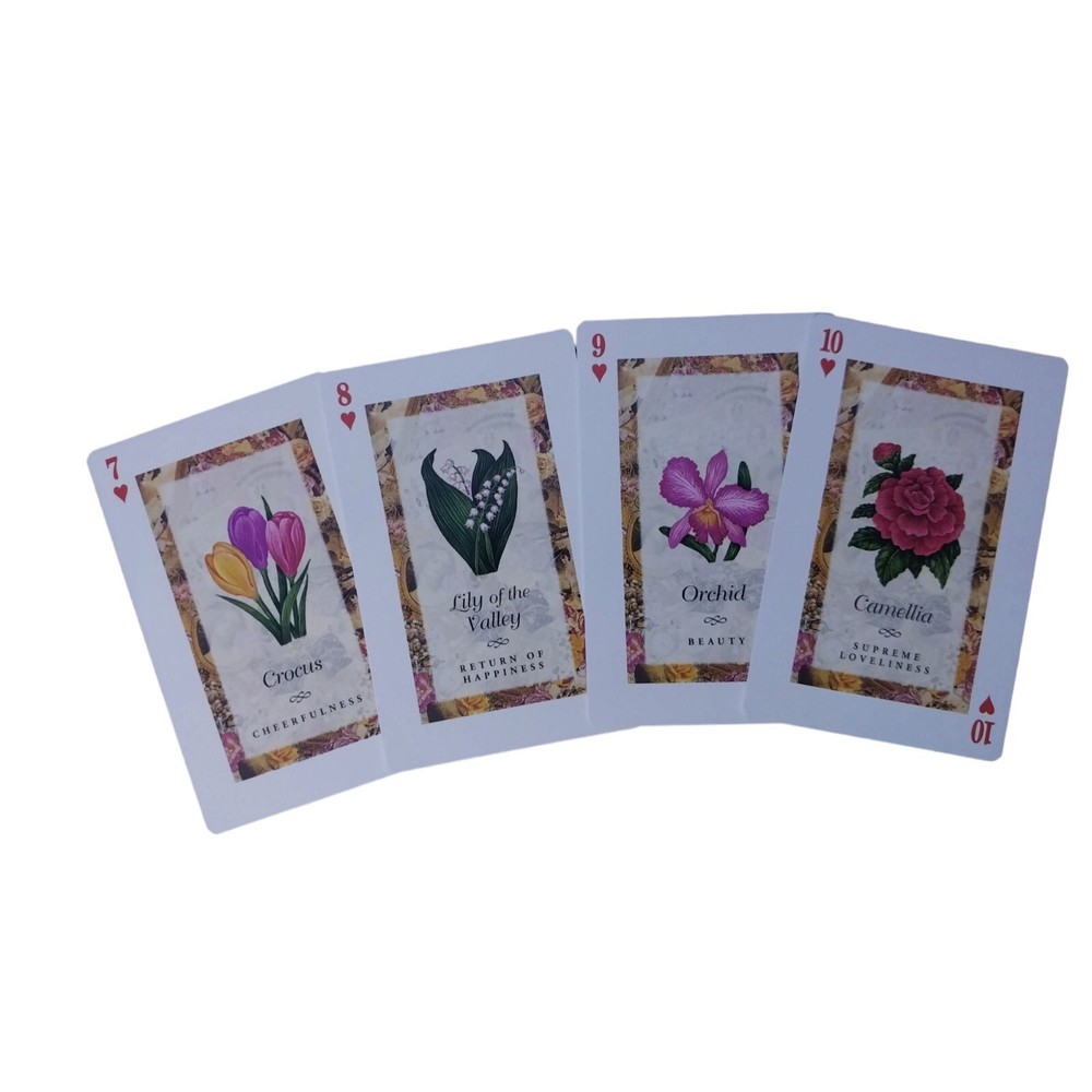 4 Flower Playing Cards Orchid Crocus Camellia Lily Collage Scrapbook Arts Crafts