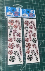 Oriental Trading Co. 2 SHEETS Glitter Peppermint CANDY CANE Prism Foil STICKERS
