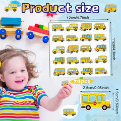 480 Pcs School Bus Stickers Album Cute Cartoon Transportation Crafts Kit for Kid