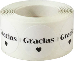 Gracias Spanish Thank Stickers | 1″ Inch Round | 500 Pack | Pick One Color
