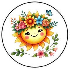SUNSHINE FLOWER CROWN ENVELOPE SEALS LABELS STICKERS PARTY FAVORS