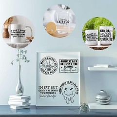 12 Sheets of Sarcastic UV DTF Stickers – Easy Application for Mugs & Glasses