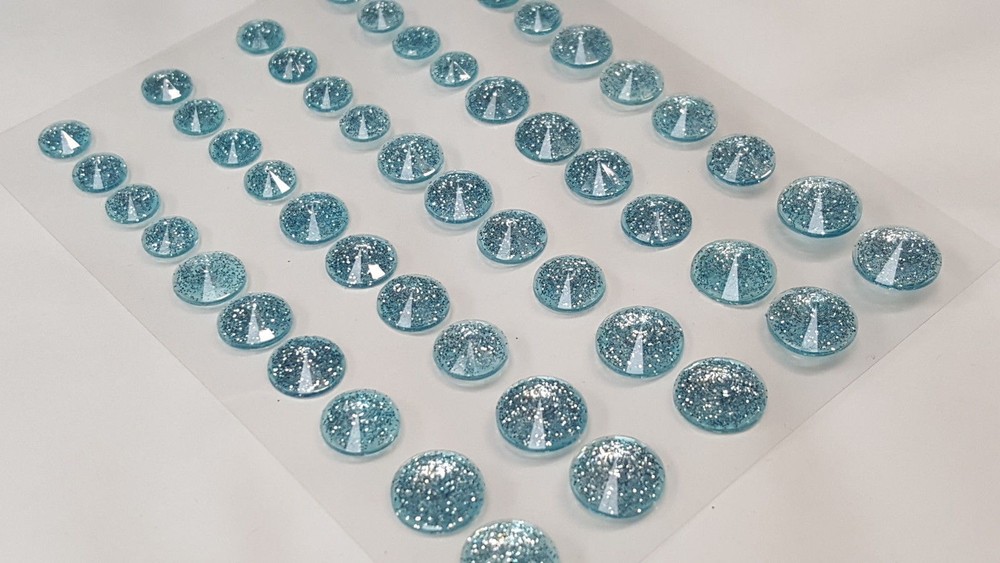 CraftbuddyUS 50pcs Self Adhesive Pointed Resin Glitter Gems: :Light Blue