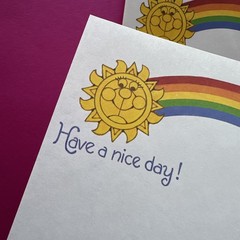 Vintage 80s 90s Sangamon Rainbow Sun Have A Nice Day Stationary Note Paper