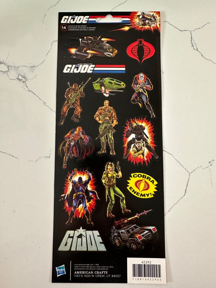 American Craft Hasbro GiJoe 14 PC Accent & Phrase Stickers Scrapbooking Crafts
