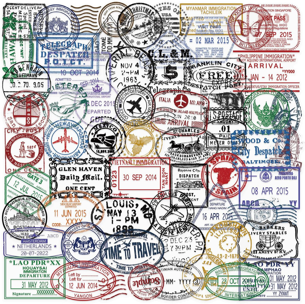 60PCS Transparent Vintage Postmark Stickers for Journaling, Scrapbooking, Crafts