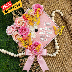 YIXAXKAO DIY Graduation Cap Decorations Kit 9 x 9 inches, Light pink