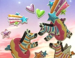 Magical Zebra Rainbows Puffy Sticker Sheet Junk Journal Donuts Sparkle