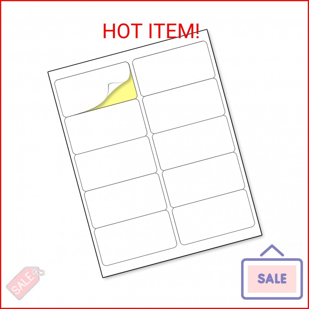 (2″ x 4″) 30 Sheets, Printable White Sticker Labels, Laser/Inkjet Printing – Mat