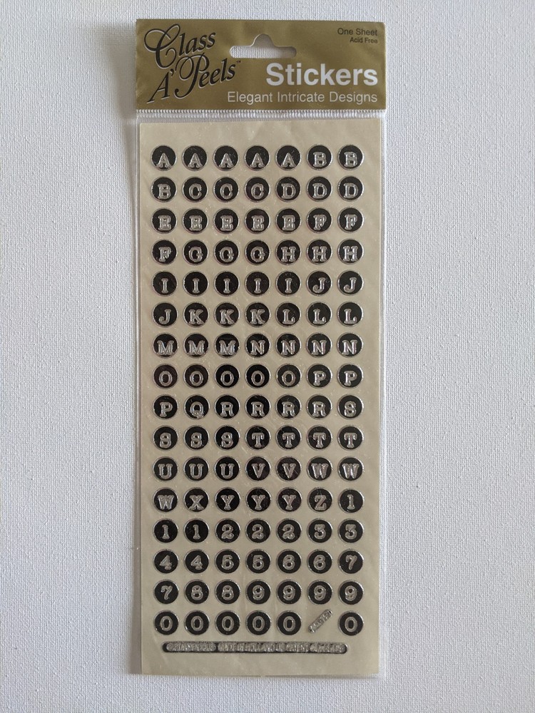 Class A Peels Acid Free Letters Numbers Dots Stickers Silver OffWhite Black Gray