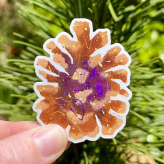Lot of 5 Weatherproof Vinyl Stickers: Splatter Paint Forest Pinecone