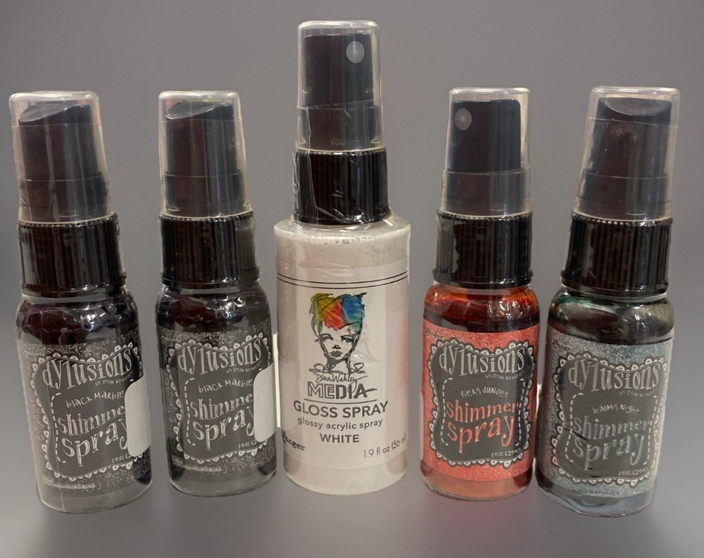 Ranger Dylusions Shimmer Spray Bundle W/Media Gloss Spray All New & Sealed 5pcs