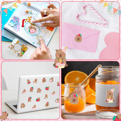 Capybara Stickers Roll, 1000Pcs Cute Animal Stickers for Kids 8 Patterns Strawbe