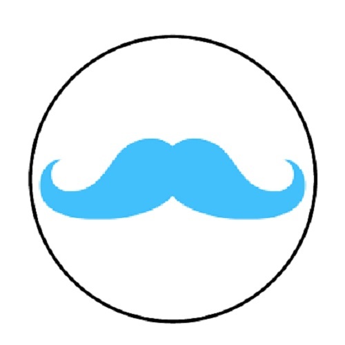 48 Blue Mustache! ENVELOPE SEALS LABELS STICKERS 1.2″ ROUND