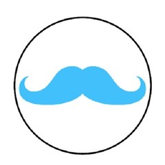 48 Blue Mustache! ENVELOPE SEALS LABELS STICKERS 1.2″ ROUND