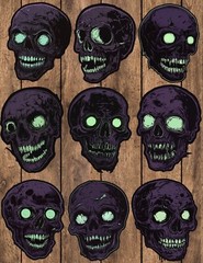 Creepy Dark Skull Die Cut Stickers Set Scrapbooking Laptop Waterbottle