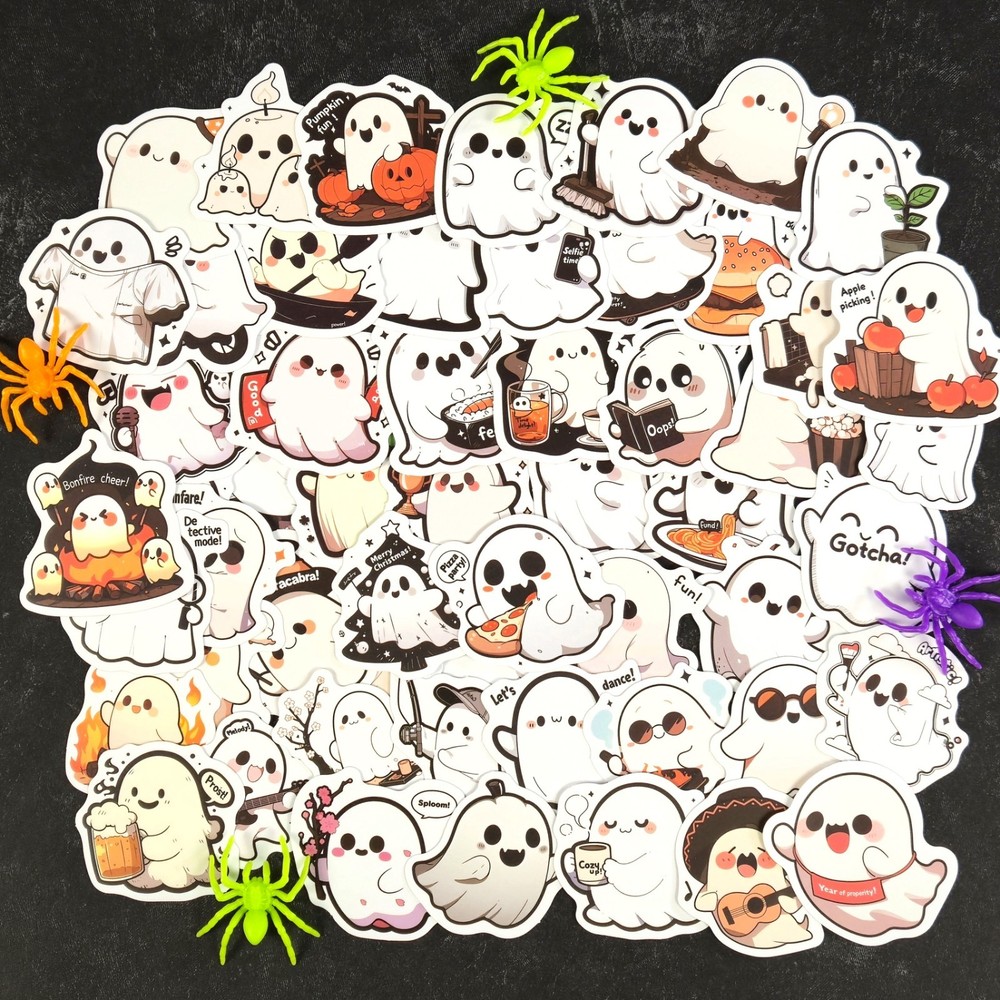 Cute Halloween Ghost Stickers – Set of 10 Random Stickers – Great for Crafts