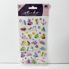 EK Success Sticko Dimensional Stickers Tiny Unicorn Fairy Tale Themed 42pc