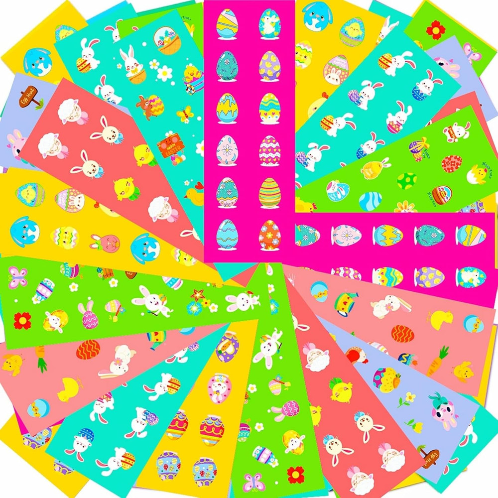 2115 Pcs Easter Stickers, 150 Sheets of Bunny & Egg Designs for Party Favors