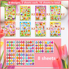 Easter Stickers Bulk – 24 Sheets Bunny Egg Stickers, Easter Basket Stuffers, Par