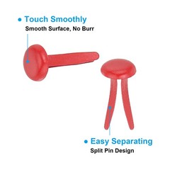 200 PCS Paper Brass Fasteners Split Pins Pastel Mini, Red, 4.5 x 8 mm