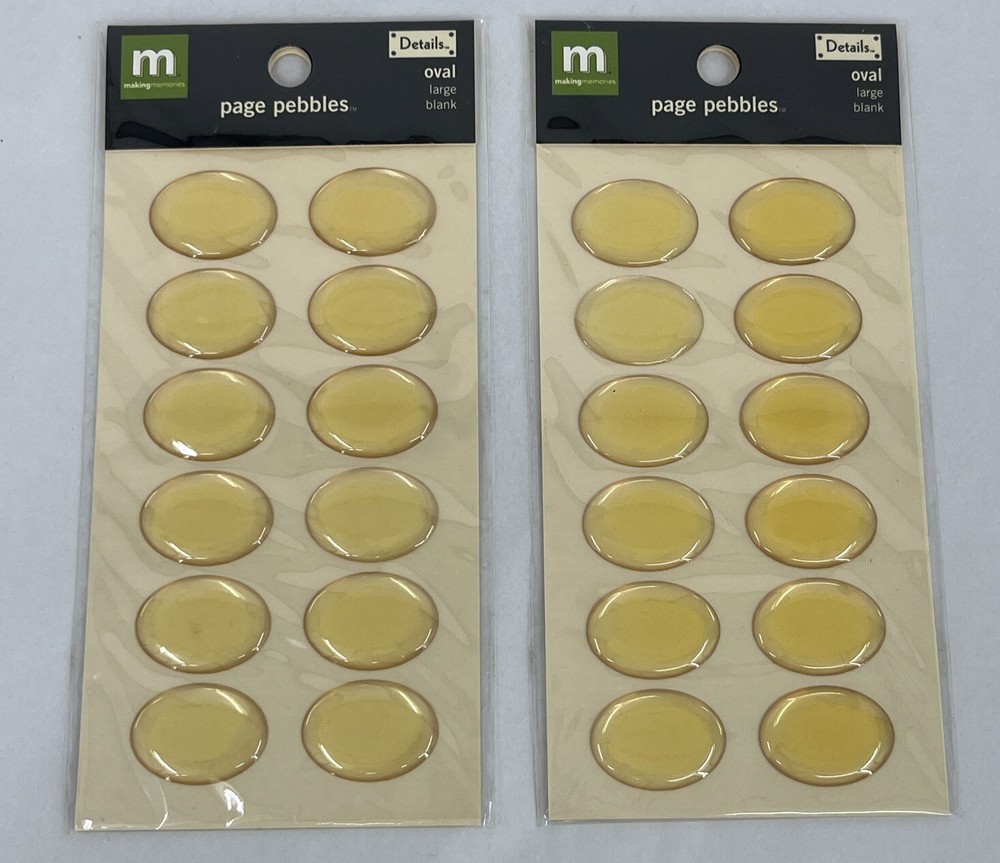 New MM Page Pebbles Oval Ex Large Scrapbooking Embellishments (Lot Of 2)
