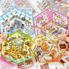 20 Sets DIY 3D Sticker Scene Collection Book DIY 3D House Stickers Make Your Own