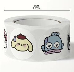 500 pcs Sticker Seals Roll Sweating Sanrio Assorted Semi Gloss Self Adhesive NEW