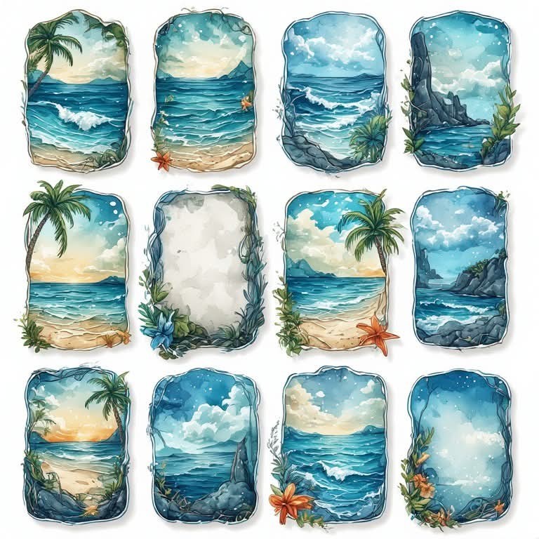 Set Of Ocean Tags Embellishments Junk Journal Scrapbook Choose A Set
