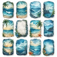 Set Of Ocean Tags Embellishments Junk Journal Scrapbook Choose A Set