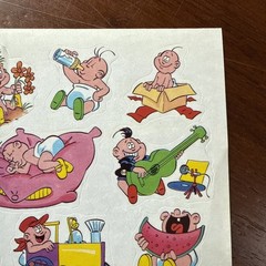Vintage 80s European Baby Sticker Sheet Rare Netherlands Cartoon Babies Dutch