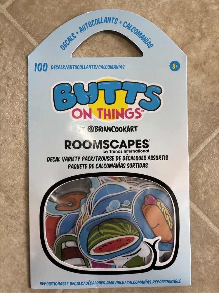 BRAND NEW Butts On Things – 100 Decal/Sticker Pack BUTTS Roomscapes Variety LOT