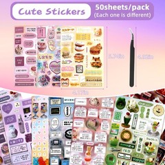 1300Pcs Cute Scrapbook Stickers Travel Y2k Japanese Sticker Book for Adult Ka…