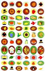 9″x5 3/4″ SHEET CUTE MINI FALL THANKSGIVING PUMPKIN TURKEY LEAF STICKERS #67A