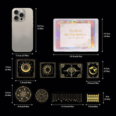 Pre Cut Gold Holographic Stickers, 180 Pieces Large Size Glitter Transparent Res