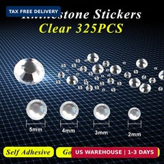 KIMOBER 325pcs Clear Rhinestone Stickers,Self Adhesive Bling Gems