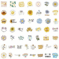 50pc Cute Daisy Flower Sticker Decal Lot For Scrapbook, Laptop, Journal