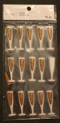 New Recollections Scrapbooking Stickers CHAMPAGNE GLASSES gold glitter 15 pieces