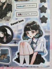 Japanese Manga Girl Sticker Sheet Coquette Aesthetic Dark Y2K Anime Cat Puppy
