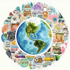 50pc Travel Adventure Stickers Pack Laptop, Phone Case, Scrapbook, Journaling