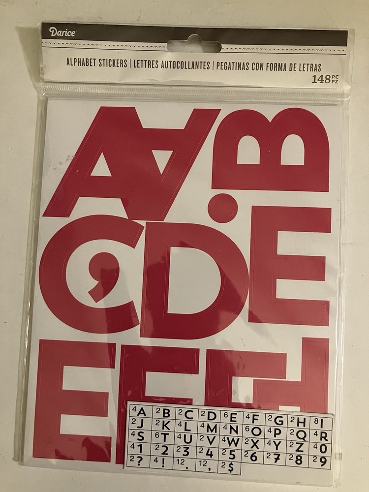 Darice Pink Alphabet Number Sticker Set Qty 148 New Sealed