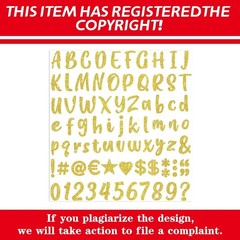 648 Pcs Gold Letter Stickers Glitter Alphabet Number Stickers 8 Sheets Self A…
